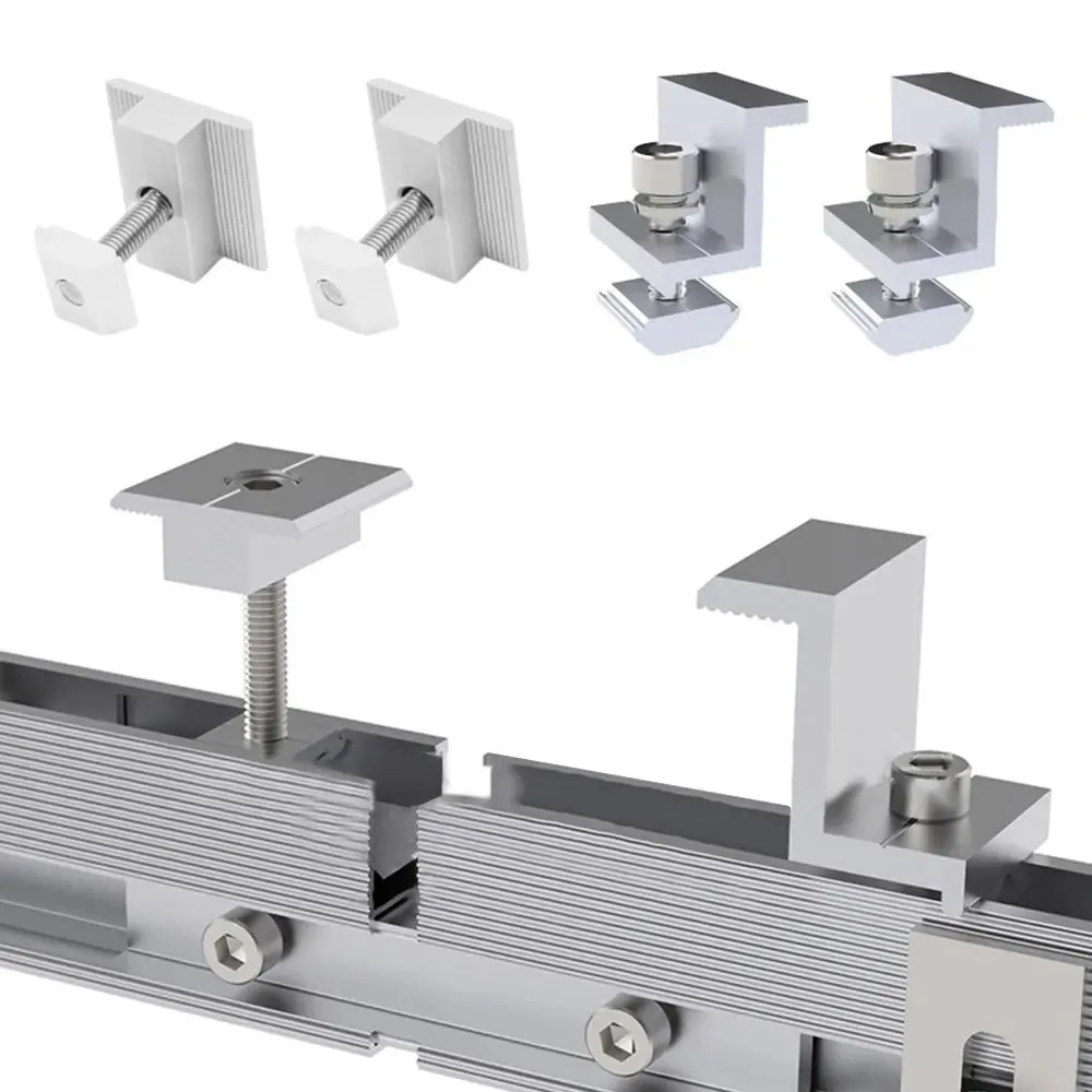 Solar Panel Adjustable Bracket Clamps PV Bracket Mounting Clip Mid And End Clamp For Fixing 30mm 35mm 40mm solar panel mounting set solar panel clips