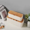 Cable Management Box Bamboo Cover Wire Junction Board Storage Box Hide Wires Power Strips Desk Computer Cable Organizer Box 1