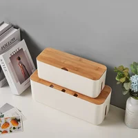 Cable Management Box Bamboo Cover Wire Junction Board Storage Box Hide Wires Power Strips Desk Computer Cable Organizer Box 1
