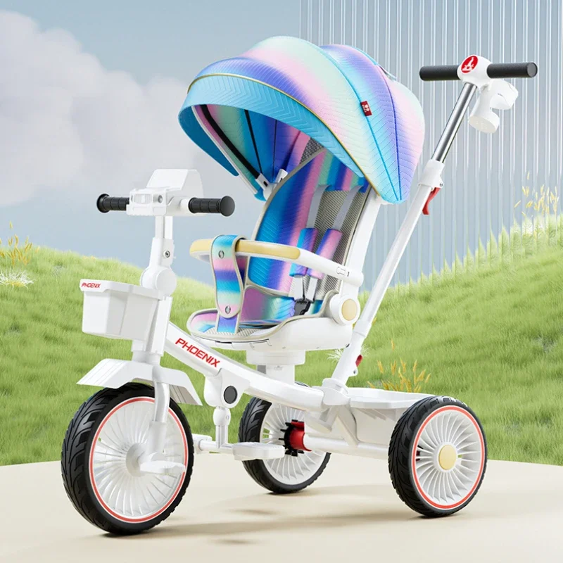 Pushable and rideable children's tricycle multifunctional stroller Lightweight Travel Pram Children's riding toys