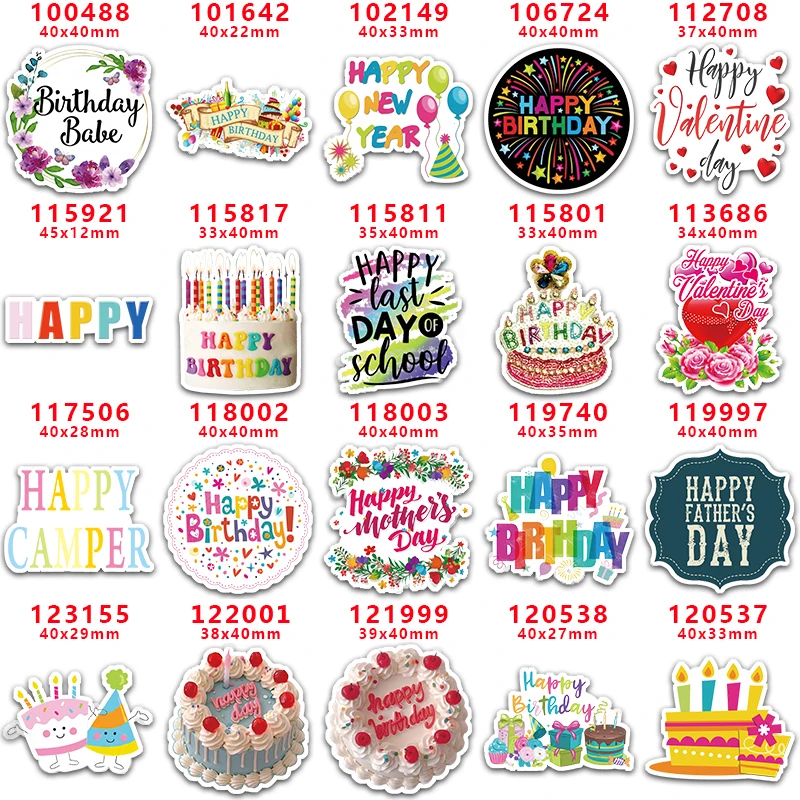 DIY Craft Supplies Sewing Accessories Happy Birthday Printed Planar Resins Mold 10 Pieces PR-100488