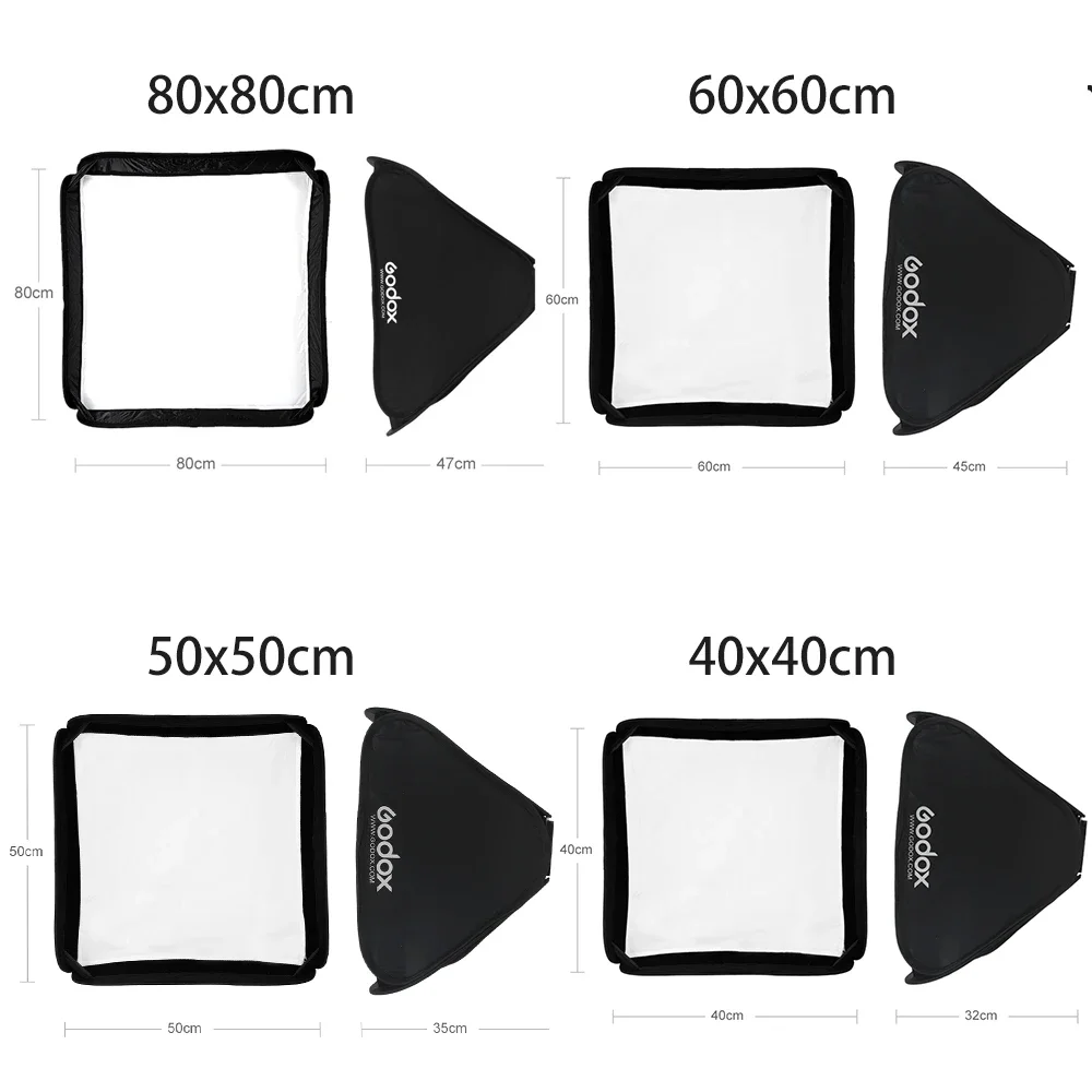 40x40 50x50 60x60 80x80cm Foldable Photography Softbox with S1 S-Type Bracket Honeycomb Grid Bowens Mount Flash Bracket
