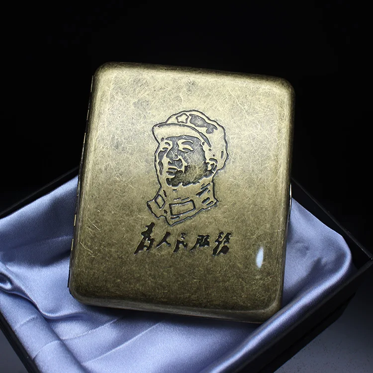 

Винтажная металлическая латунная сигарета с контейнером в подарочной коробке, 20 шт., стандартная карманная коробка для хранения