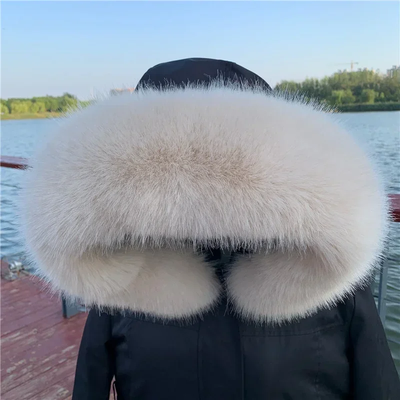 New Faux Fox Fur Collar Winter Women Fake Fur Scarf Shawls for Coat Warmer Decor Furry Hood Trims Parkas Jacket Fur Scarves