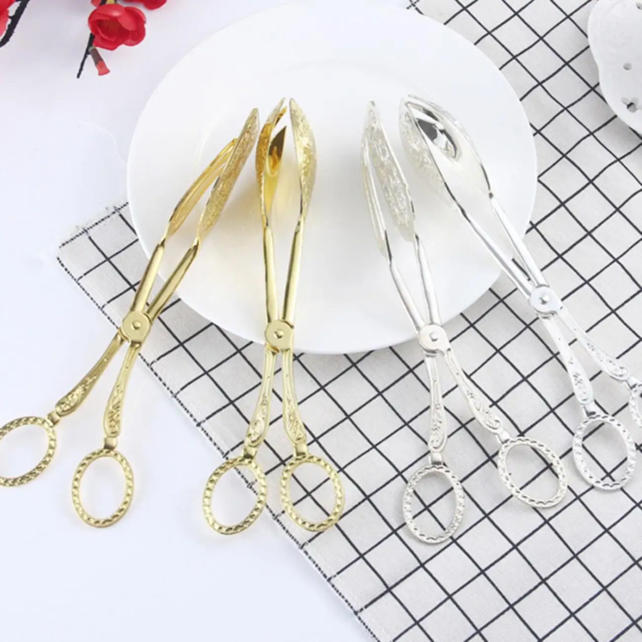 Home Salad Cake Clip Multifunction Vintage Food Tong Bread Clamp Dessert Clip Barbecue Tools For Kitchen Utensils