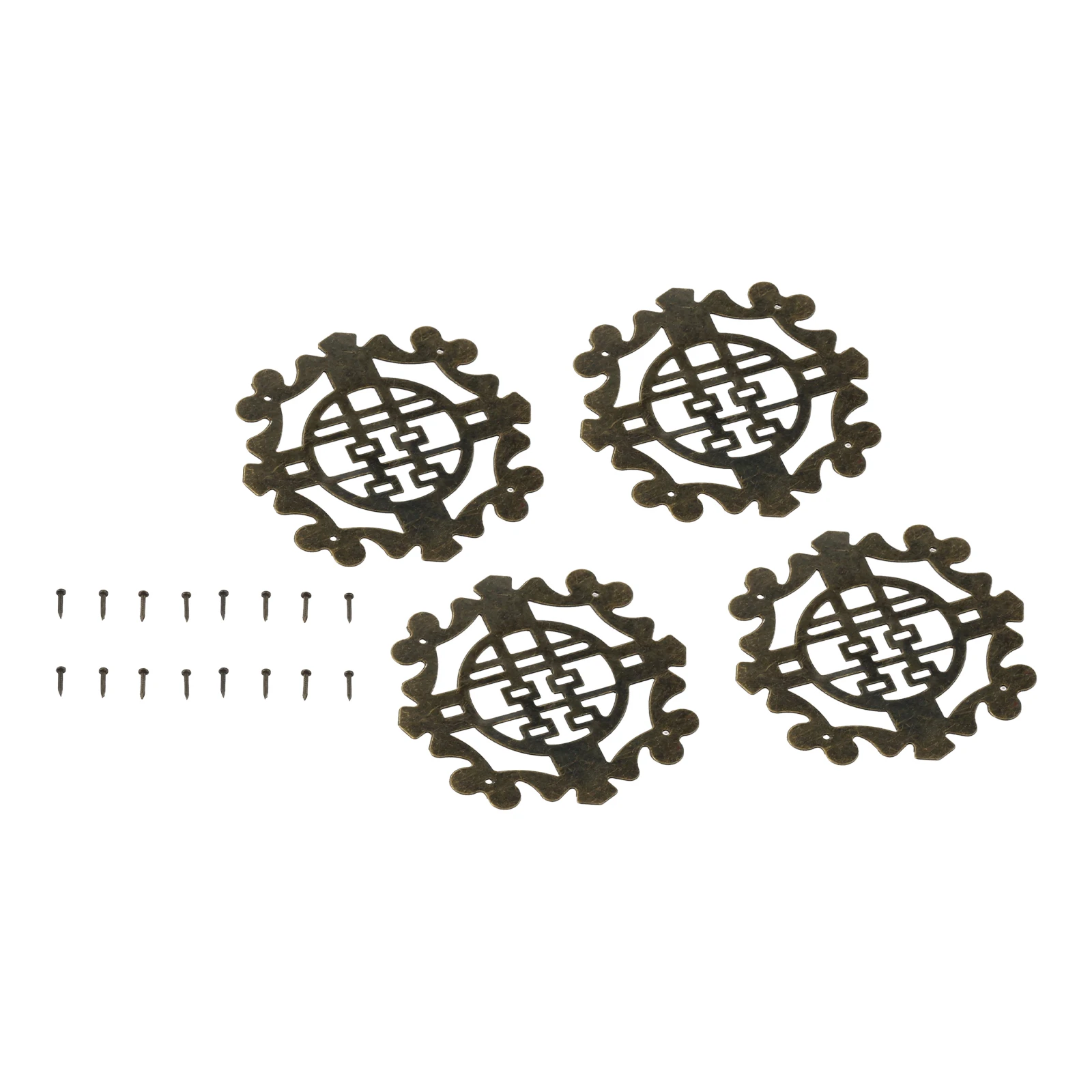 Chinese Antique Bronze Decorative Corner Brackets 4Pcs Zinc Alloy Decorative Protectors Crafts Furniture Hardware Corner Cover furniture hardware angle bracket angled furniture hardware decorative corner cover metal decorative protectors