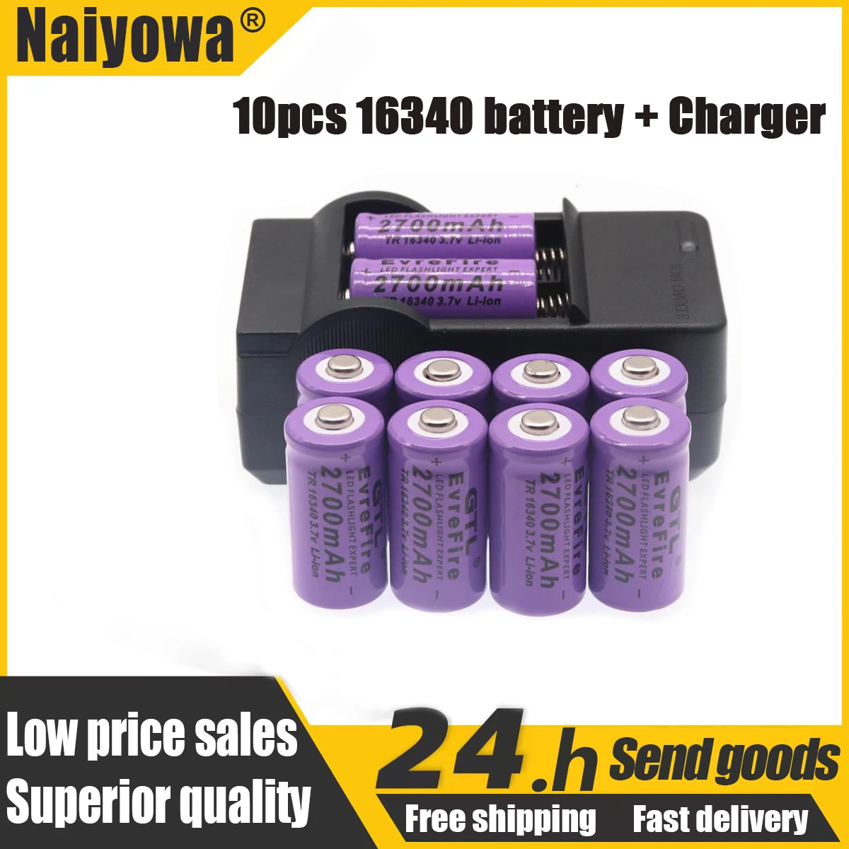 Di Shop 2 X UltraFire 16340 / CR123A / LC16340 Lithium Battery 1200 MAH 3.7V Rechargeable Li-ion