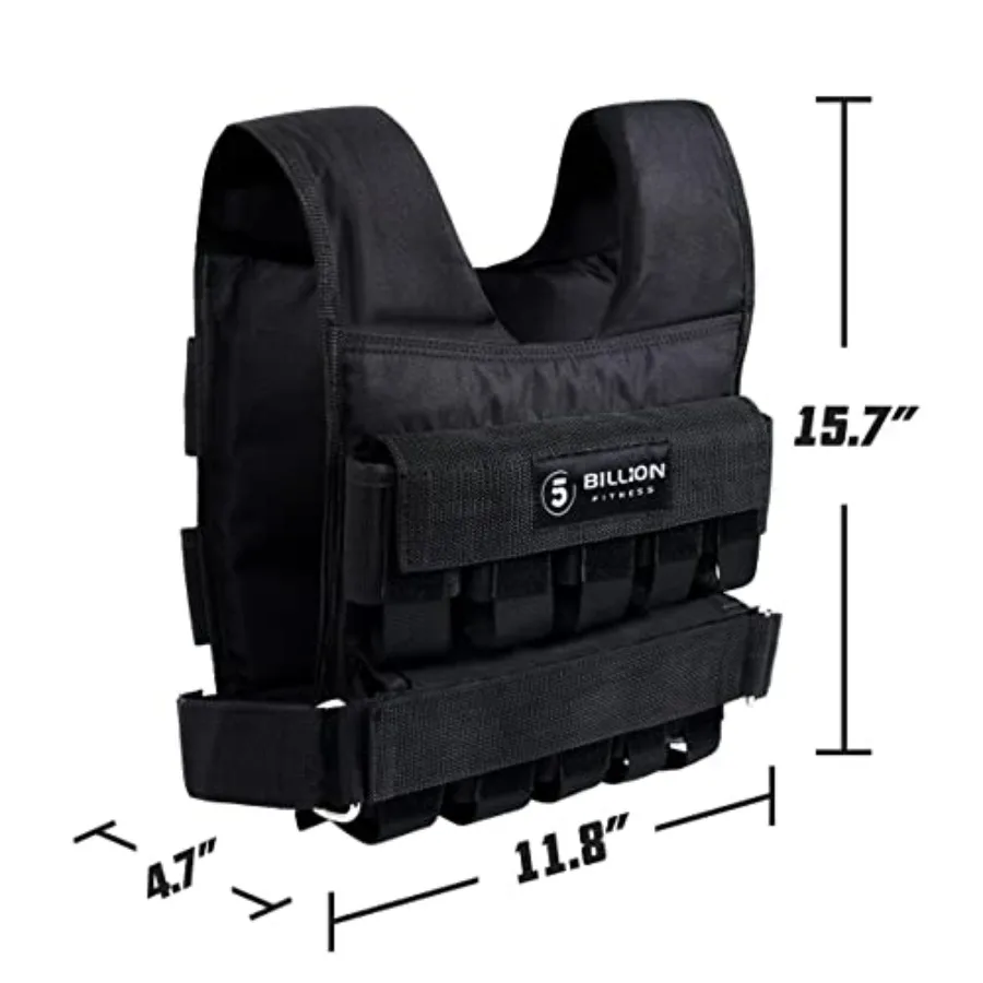 Adjustable Weighted Vest 0-44lbs,5BILLION Weight Vest with Solid Bar Weights,Body Weight Vest for Men Women,Strength Training Wo
