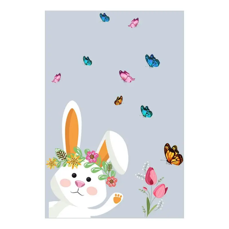 

Easter Window Stickers Double Sided Electrostatic Window Decals Colorful Butterflies Bunny Window Clings Easter Decoration