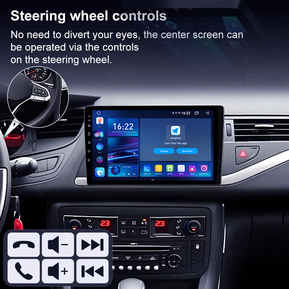 Radio estéreo para coche Android 16 para Citroen C5 2008 - 2017, reproductor multimedia inalámbrico Carplay, reproductor de video 4G+Wifi, pantalla táctil QLED 4