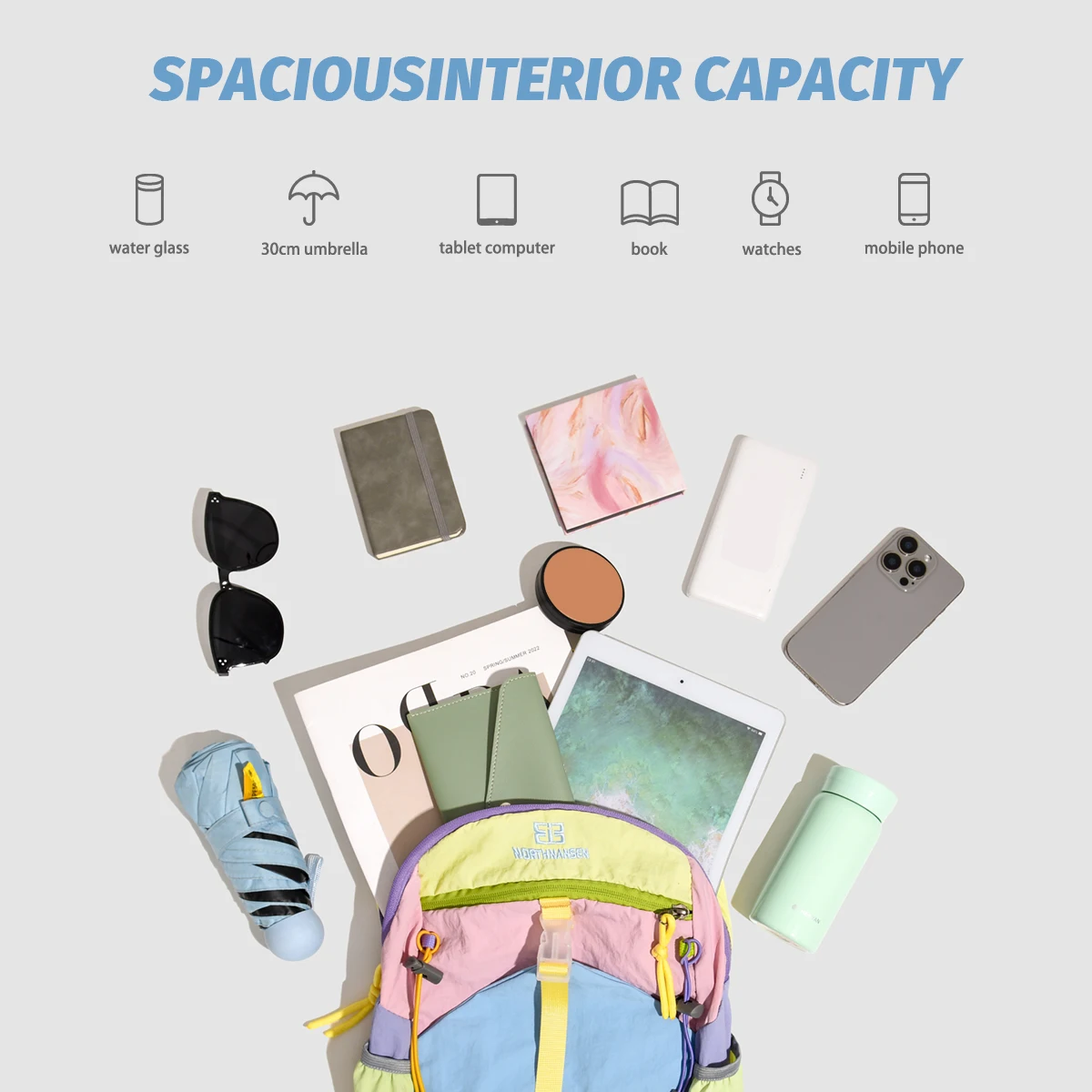 Outdoor Hiking and Mountaineering Bag, Lightweight Backpack, Foldableable Waterproof Travel Bag, Professional Flushing Bag, Skin Backpack, Female Mountain Climbing and Fishing Sports