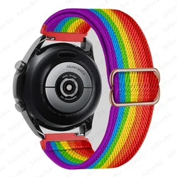 Adjustable Nylon Elastic Smartwatch Band, 20mm 22mm Strap, Premium Comfort and Style - 22mm watch band (Rainbow)