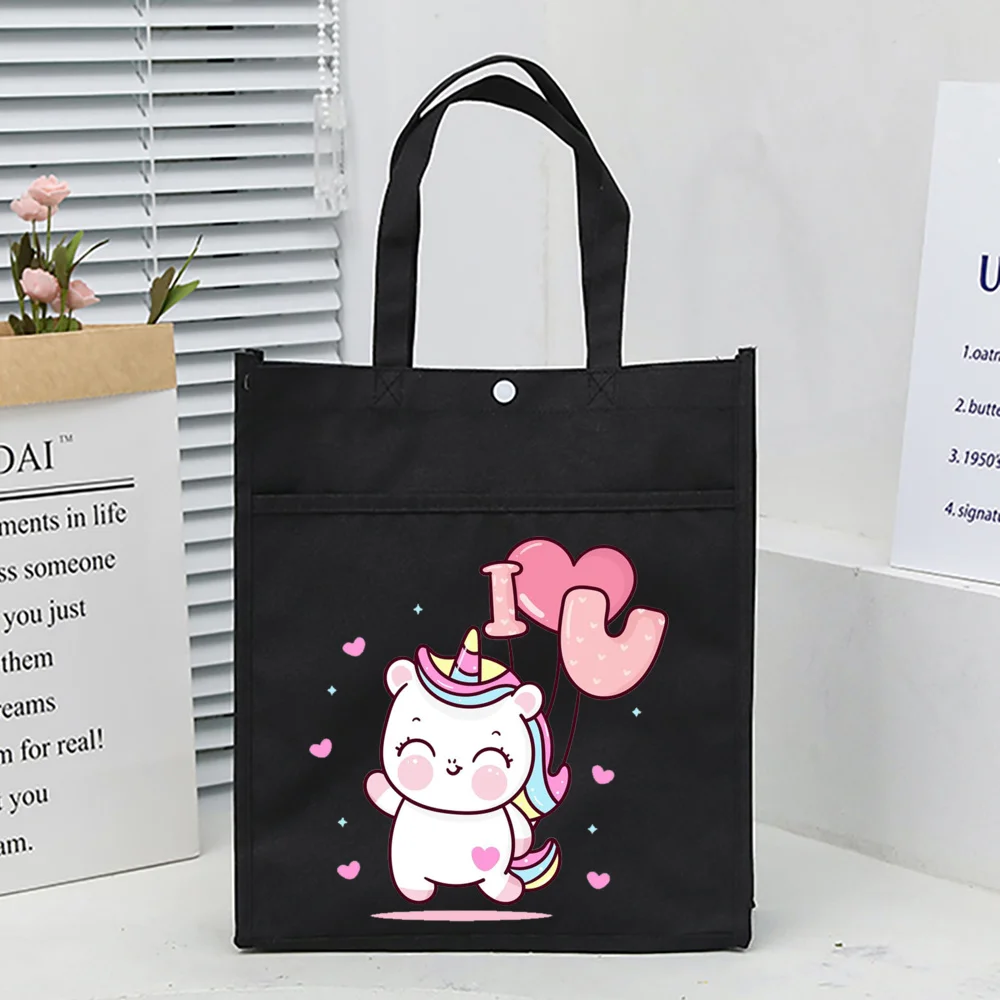 Student Cartoon Unicorn Print Multifunctional Oxford Storage Bags Large Capacity Tuition Bag Cartoon Cute Girl School Tote Pouch 5