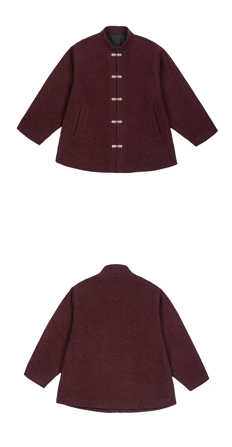 2025 herbst Winter männer Jacke Stehkragen Chinesischen Stil Dicken Woll Mantel Taste Vorne Casual Oberbekleidung Männlichen Mode – Detail 20