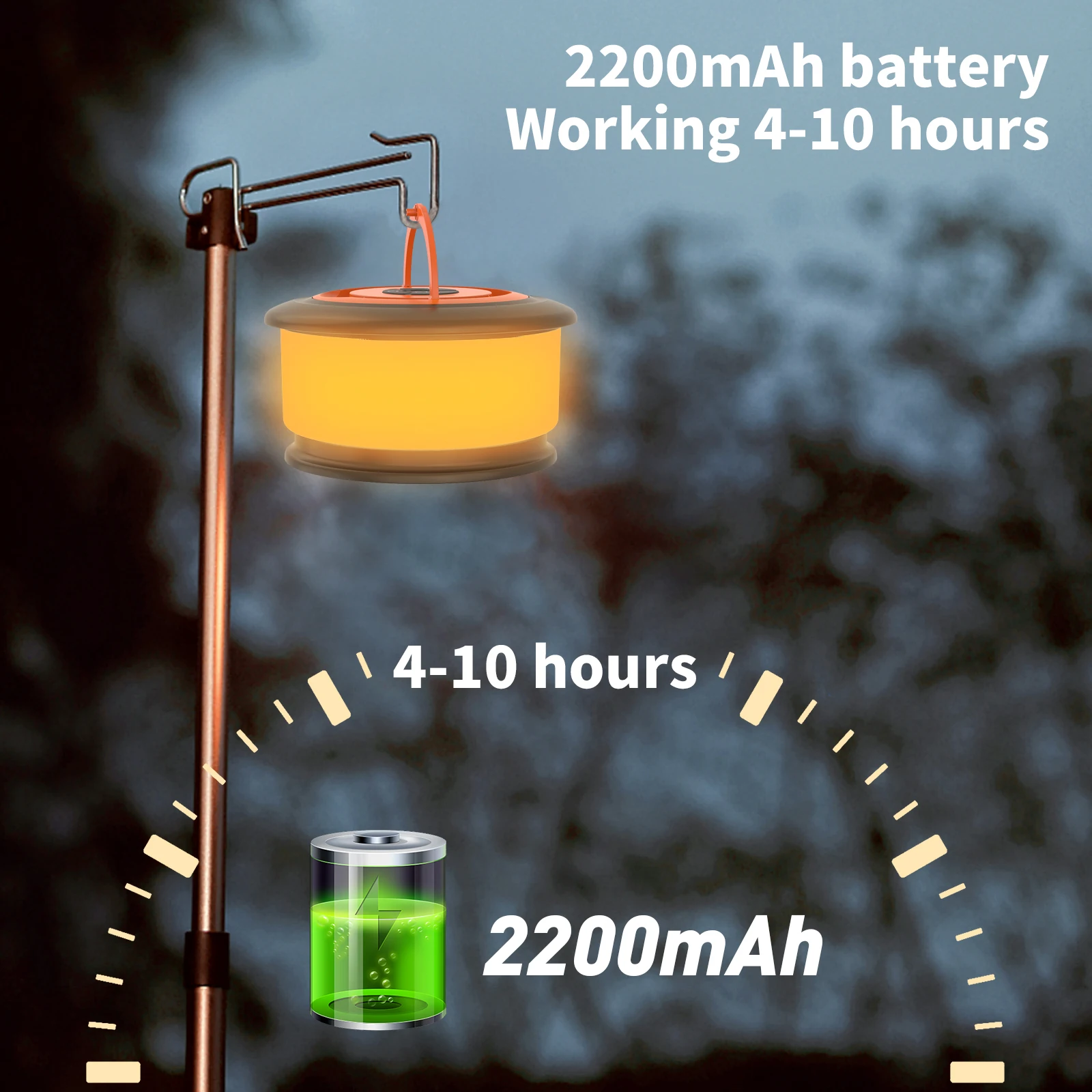Camping String Lights, 3 in 1 Rechargeable Outdoor String Lights, 32.8FT Portable Tent Lights, Camping Lantern for Camping, Yard