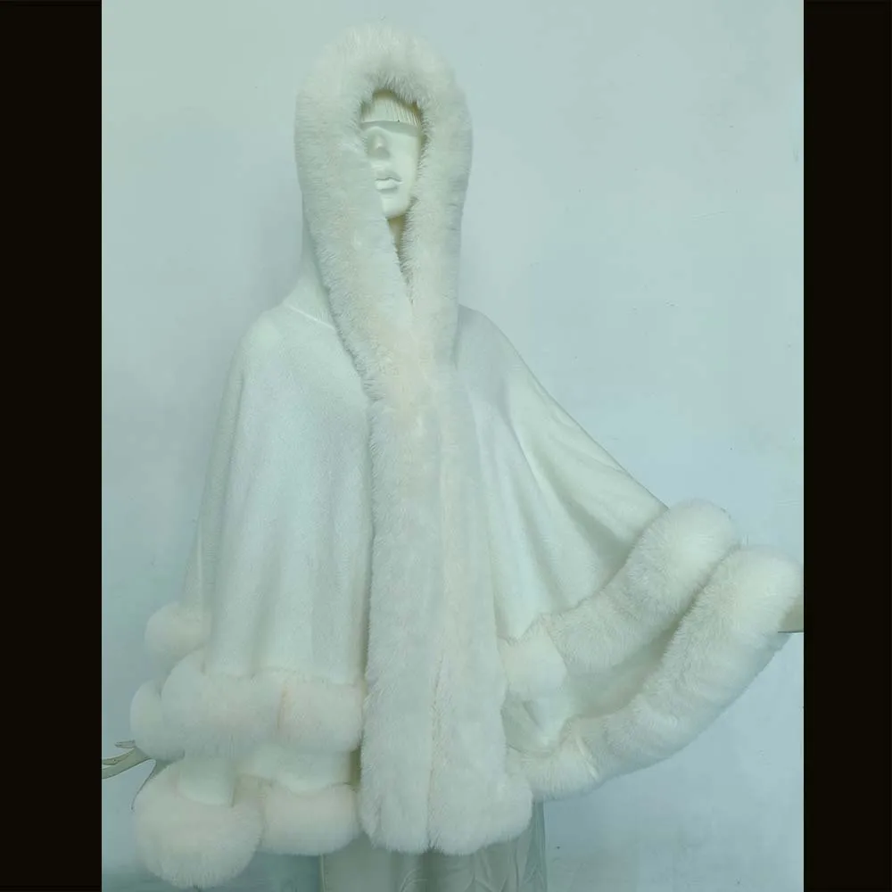 ミンクファー 毛皮 デザインコート ビッグショール ケープ型 ポンチョ