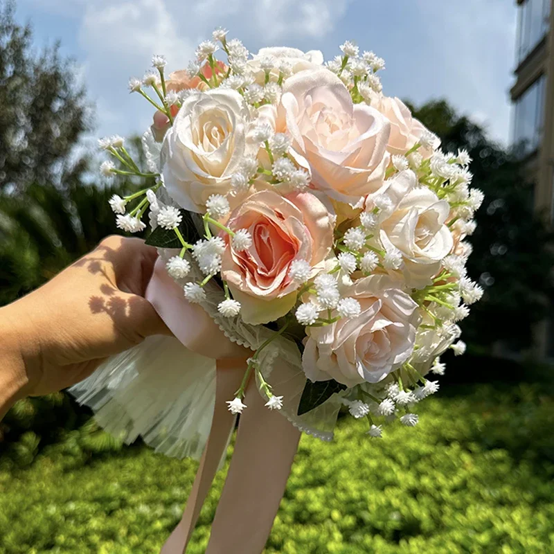 Valentigrl Fiori artificiali di peonia in seta, bouquet di fiori finti gloriosi per festa di nozze decorazione domestica blu