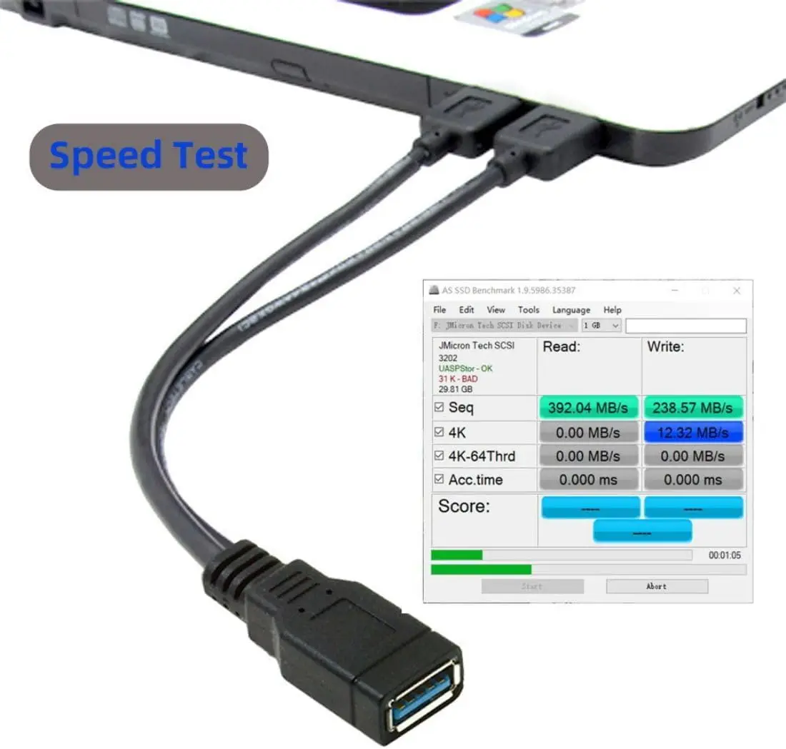 USB 3.0 암-듀얼 USB 수 추가 전원 공급 데이터 연장 코드 어댑터 분배기 Y 케이블 (2.5인치 모바일 하드 디스크용)
