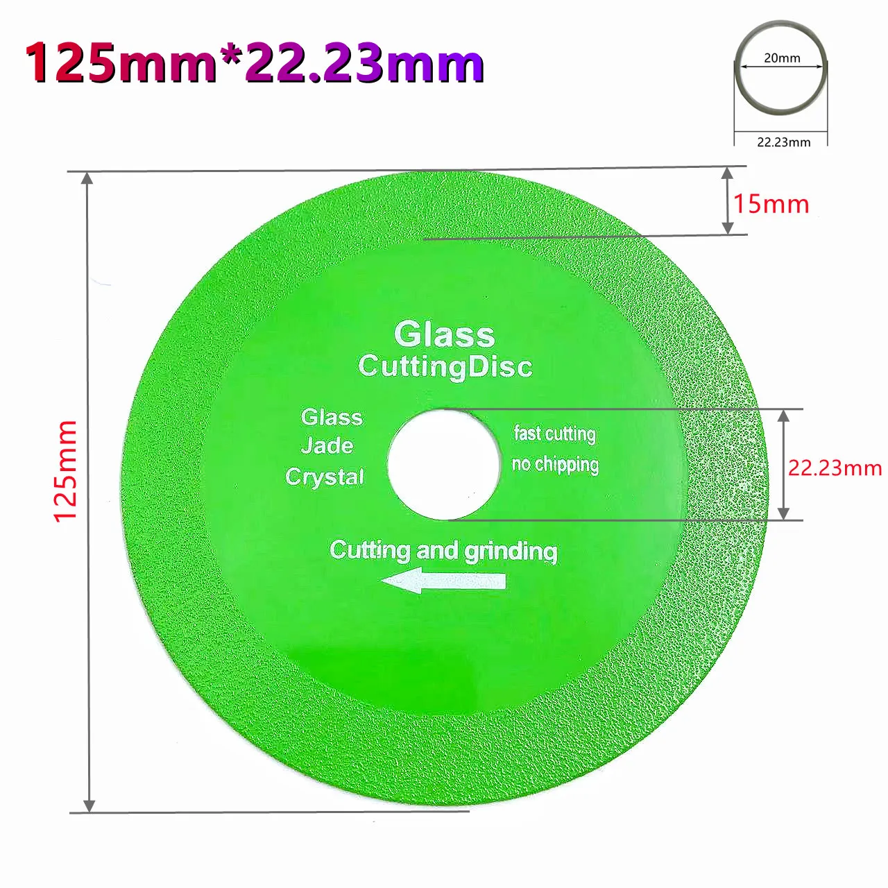 Enhanced Glass Cutting Disc 125mm Blade for Jade, Crystal, and Wine Bottle Chamfering