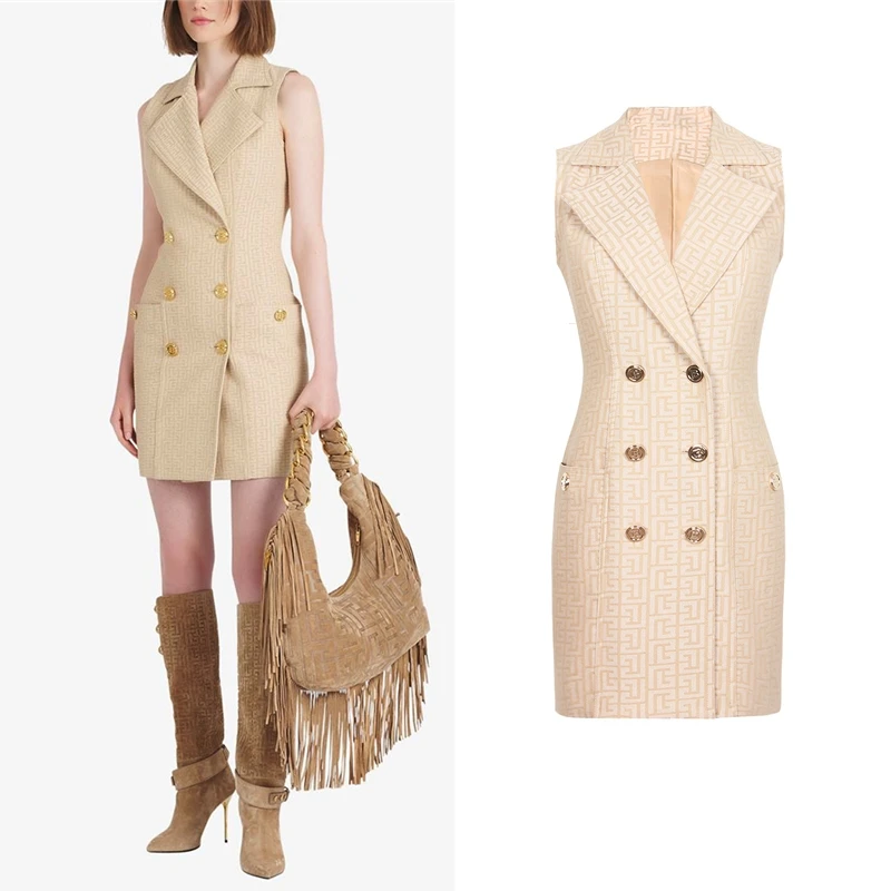 

2022 Summer New Fashion Temperament Commuter Kaki Mock Fit Versatile High End Sleeveless Small Vest Women's Dress