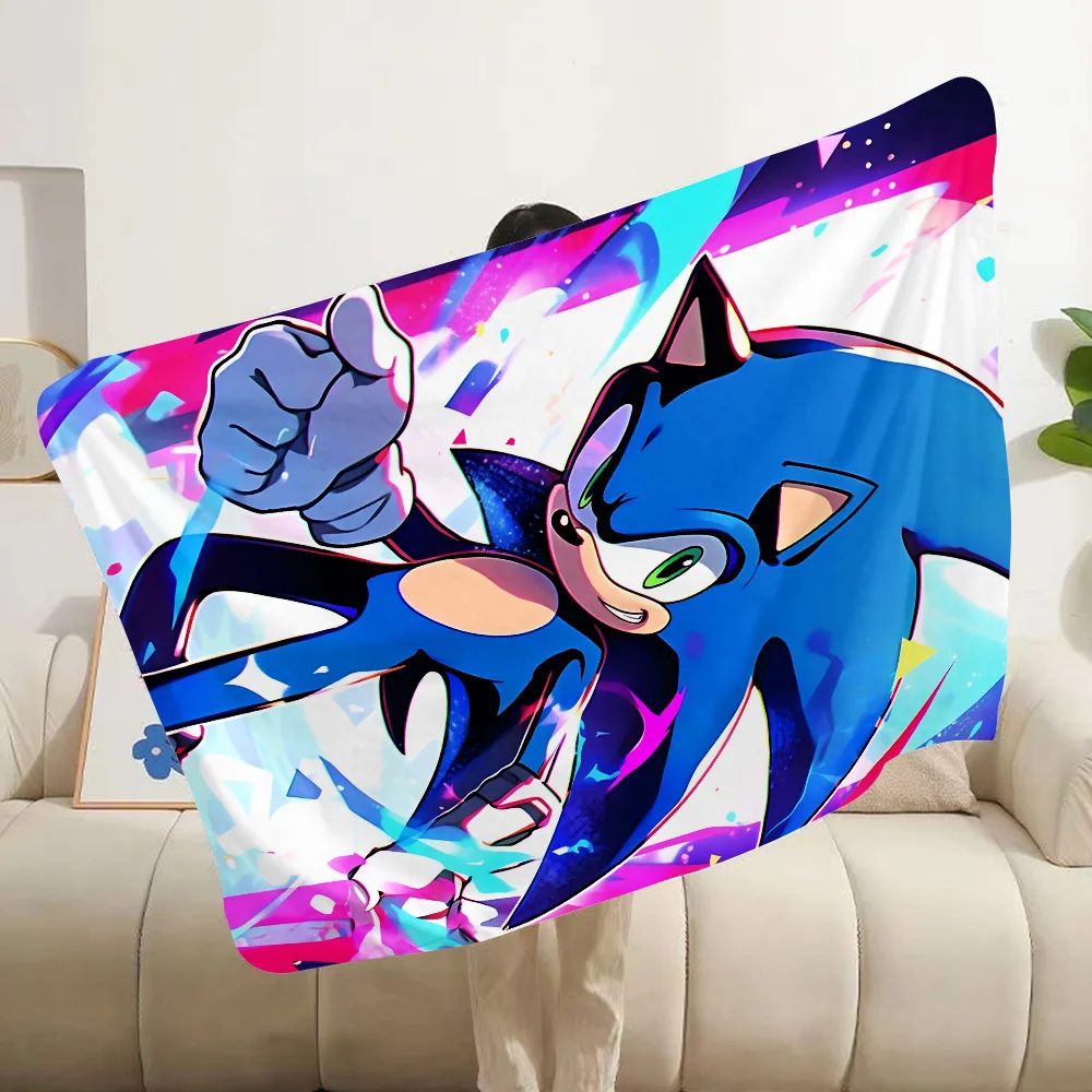 Printed Blanket Picnic Blanket Cartoon Anime S-Sonics the Hedgehogs Warm Blanket Soft and Comfortable Home Travel Birthday Gift 5