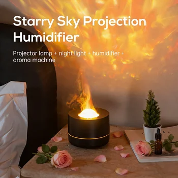 2025 New Galaxy Projection Air Humidifier - 360° Rotating Starry Sky, 7-Color Gradient Lights, Essential Oil Diffuser for Home 1