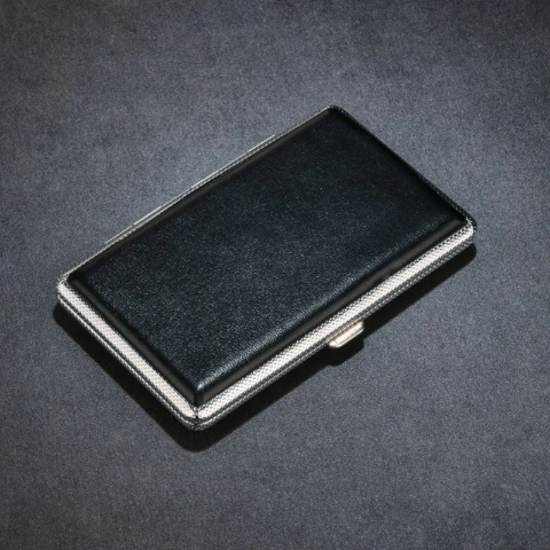 Ultra-Thin PU Leather Cigarette Storage Box - 20 Cigarette Capacity, 10cm Length