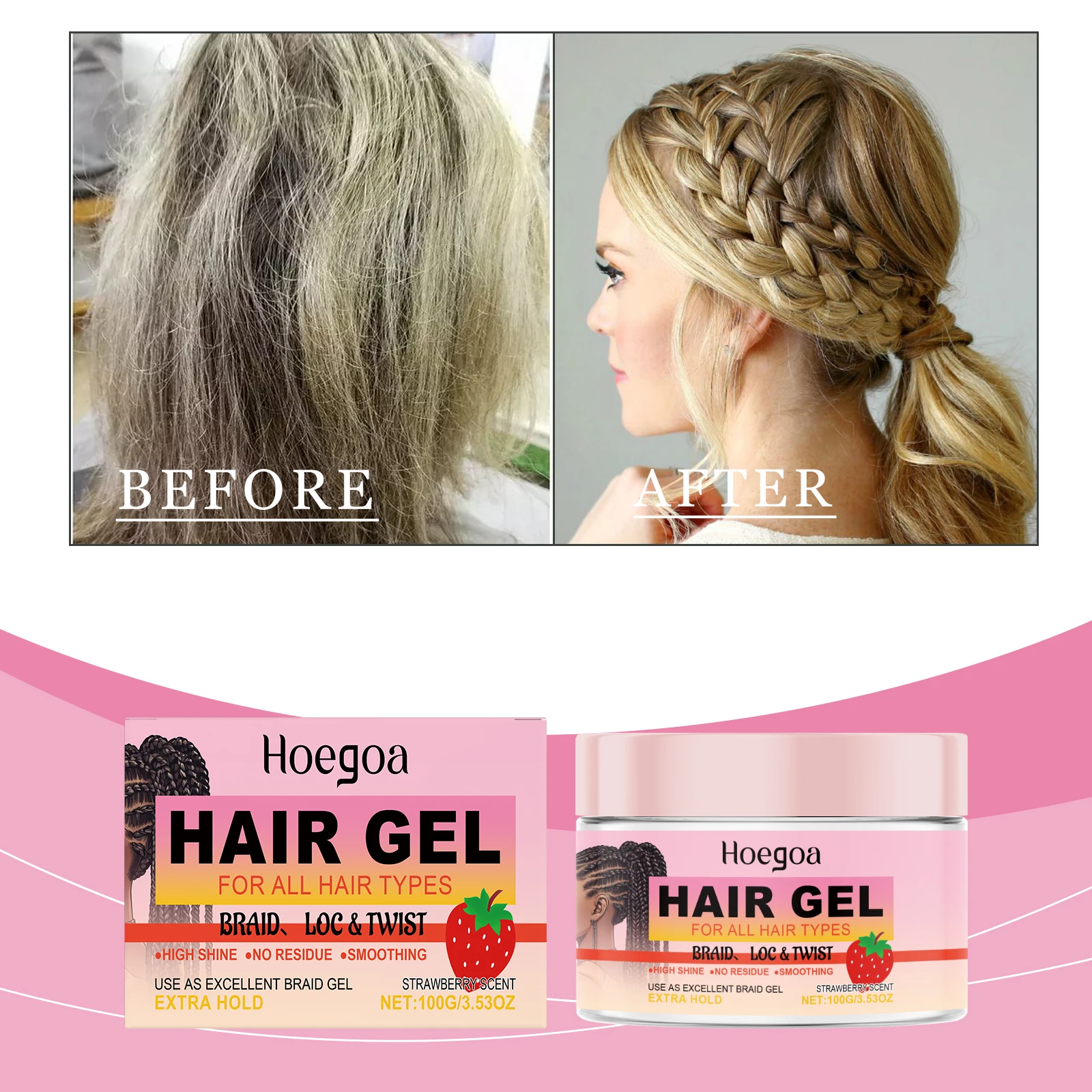 Stronghold Braid Gel Perfectly Styled Braids and Twists Long Lasting Non-Flaking Formula Natural Hair 100g