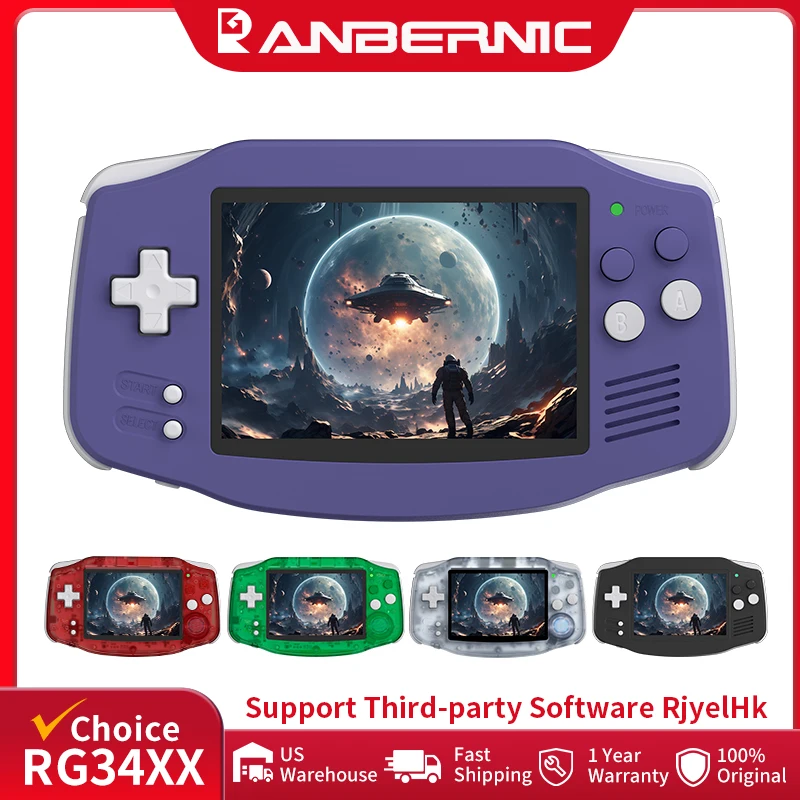 ANBERNIC-consola de juegos portátil Retro RG34XX, pantalla IPS de 3,4 ", Linux, reproductor de videojuegos de 64 bits, compatible con WiFi, Bluetooth, salida de TV HD