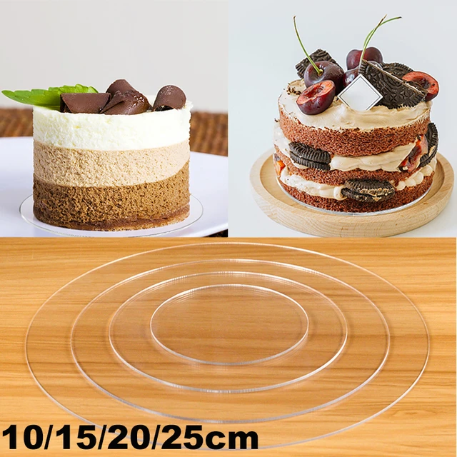 Support rond en acrylique pour gâteau, 10/15/20/25cm, disques polymères  transparents pour muffins, mariage, fête d'anniversaire, décor de dessert,  outil de cuisson bricolage - AliExpress