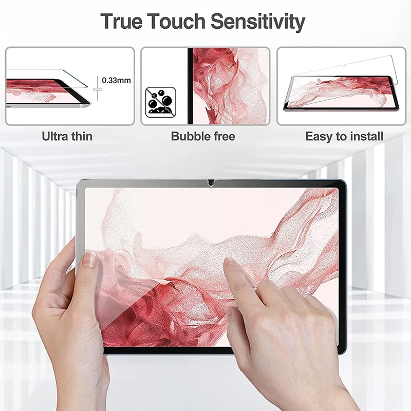 2PCS Glass for Samsung Galaxy Tab S8 Plus Screen Protector Protective Film for Samsung Galaxy Tab S8+ 2022 12.4" SM-X800 SM-X806 2