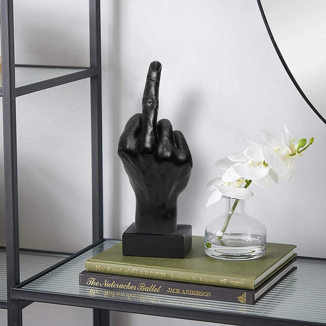 Ornements en résine de Statue du doigt du milieu, artisanat d'art du doigt du milieu vertical, Sculpture de geste de bureau, salon Dec 2