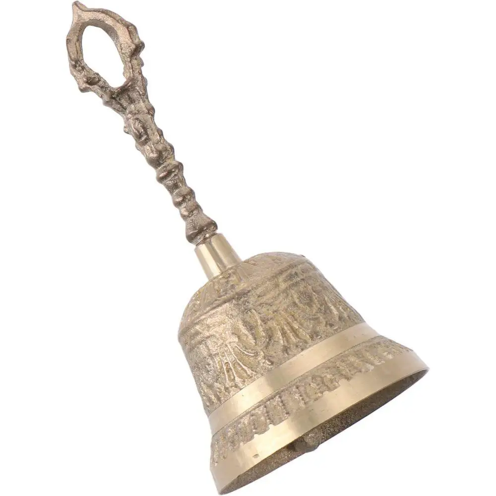 Hand Bell,High Brass Antique Handbell for Home Decoration and Hotel Service