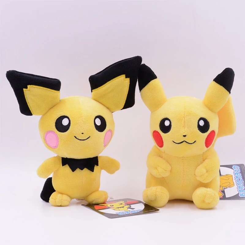 20cm Pokemon Stuffed Plush Toys Pikachu Pichu Cartoon Anime Figures Soft Cute Dolls Pendant Kids Birthday Gifts Xmas Home Decor