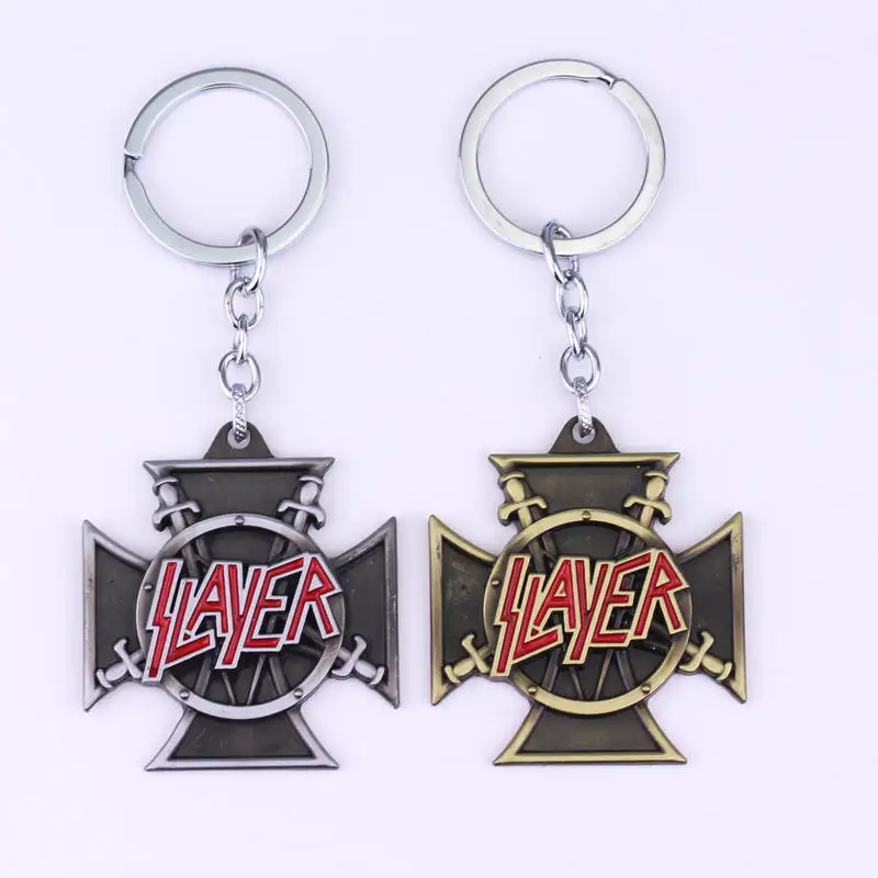 Металлический брелок для ключей рок-группы Slayer, брелок с логотипом, мужские украшения в стиле панк, аксессуары для ключей