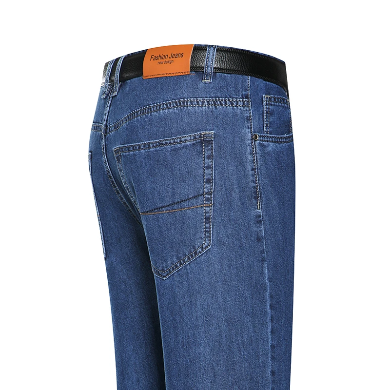 

Джинсы мужские Стрейчевые с высокой посадкой, тонкие брюки из хлопка, Классические брендовые штаны, весна-лето