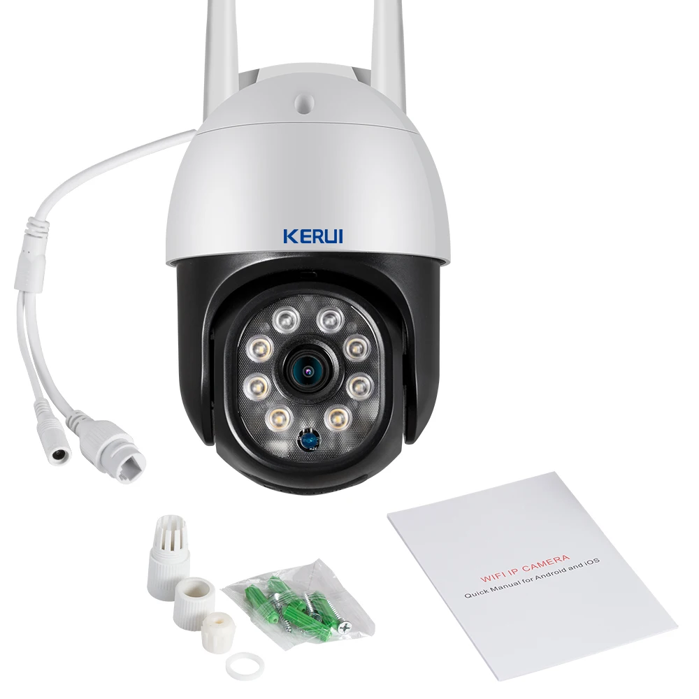 

KERUI PTZ Wifi Camera Outdoor HD 1080P 4X Zoom Human Detect Auto Tracking WiFi IP Camera 2MP Color IR Night Vision CCTV Camera