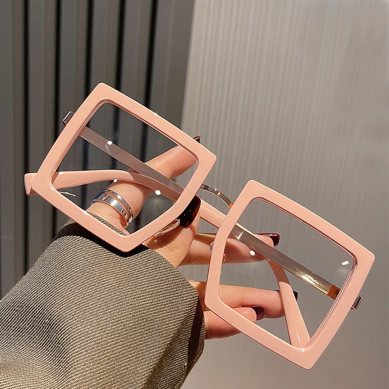 Oversized Eyeglass Frames For Women Trendy Classic Square Transparent Computer Optical Lenses Glasses Clear Lens Eyewear eyeglasses frames eyewear frames women glasses fashion eyeglasses