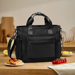 Spacious Waterproof Insulated Lunch Bag - Portable Food Freshness for School, Office, and Picnics (Black)