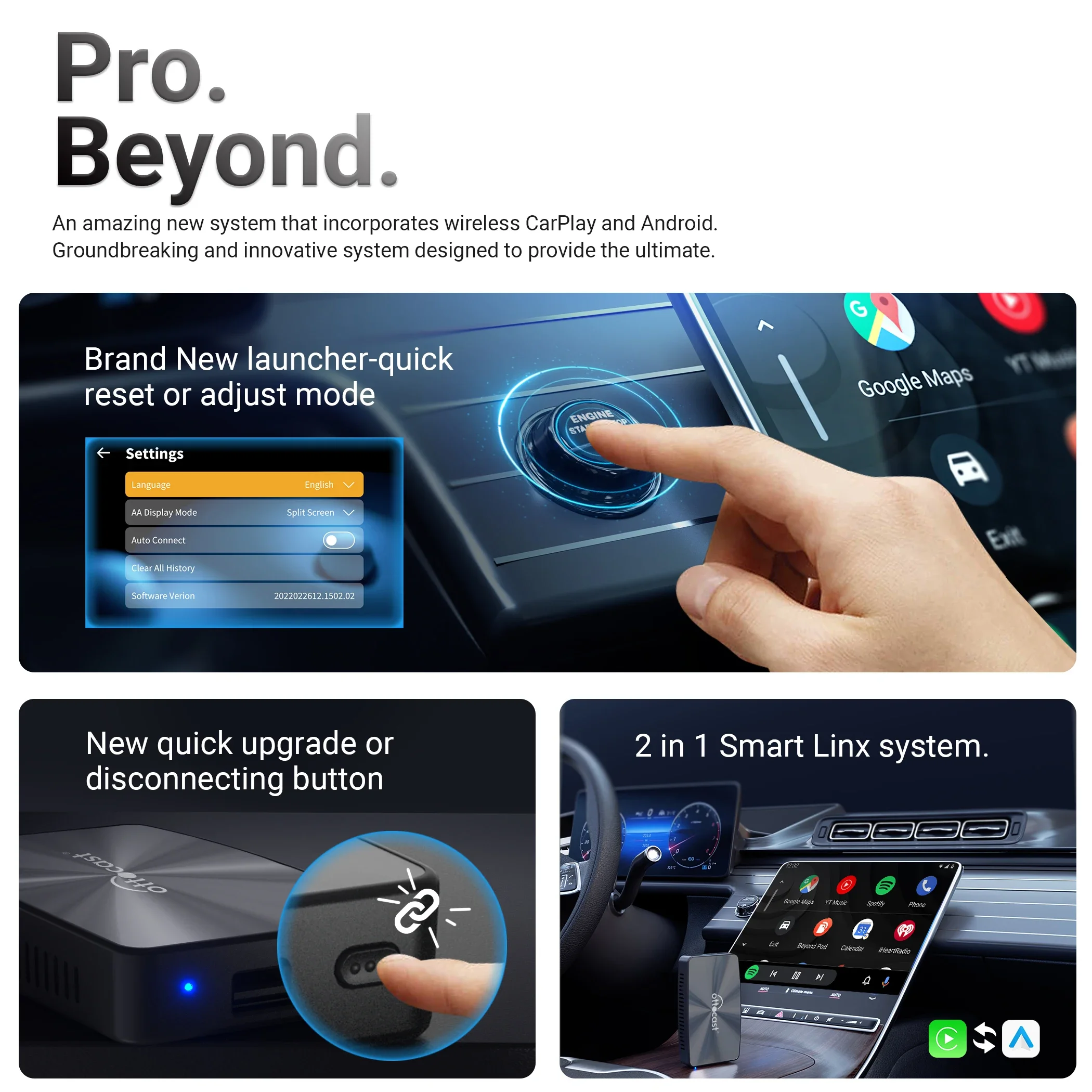 OTTOCAST 2 in1 U2 X PRO Wireless Android Auto CarPlay Adapter USB 