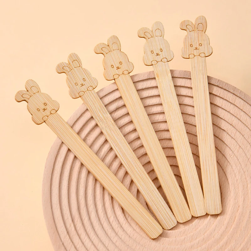 50pcs Natural Wooden Cartoon Ice Cream Popsicle Sticks Wood Stick Ice Cream Spoon Hand Art Cube Lollipop Cake Tool