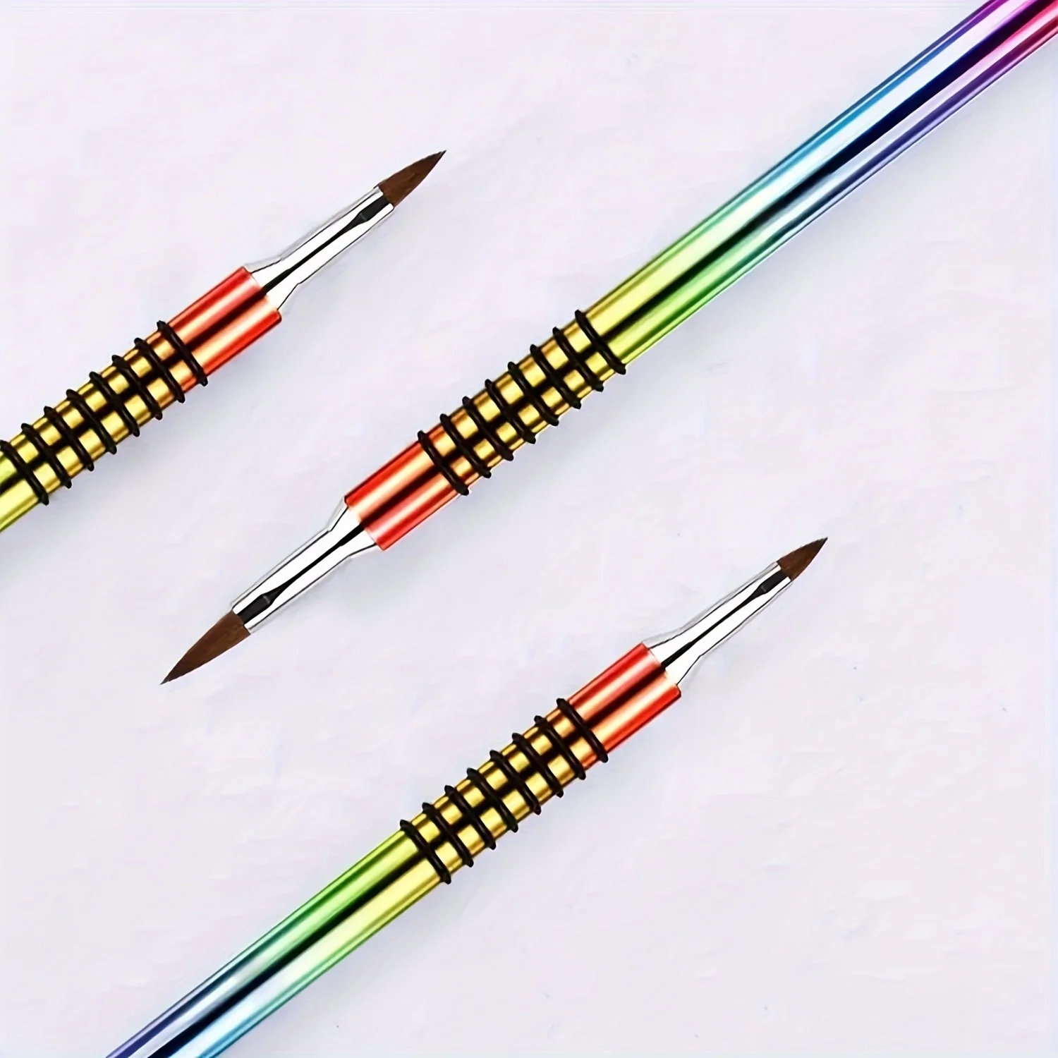 3pcs Acrylic Crystal Nail Brush Professional Nail Beauty Design Non-Slip 3D Nail Art Brush Manicure Tool For Uv Gel Builder Dra 6