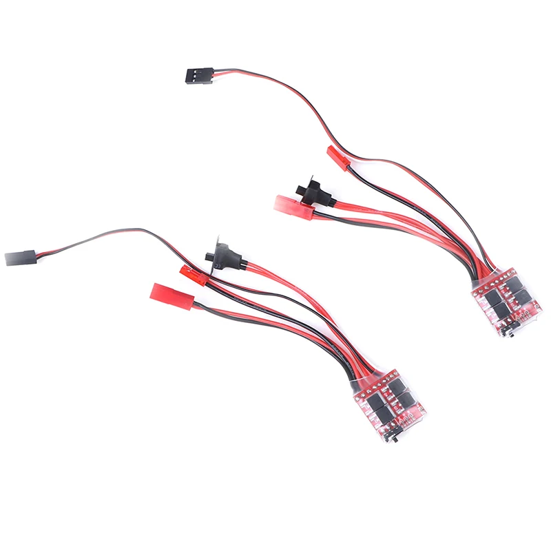Contrôleur ESC 20A/30A pour moteur à balais, montrant les connecteurs et le boîtier compact