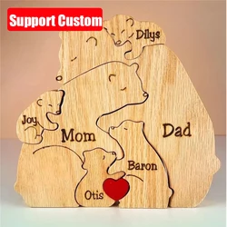 New Hug Bear Family Puzzle Free Engraving Animal Bear Sculpture Ornaments Personalized Custom Home Crafts Holiday Birthday Gift
