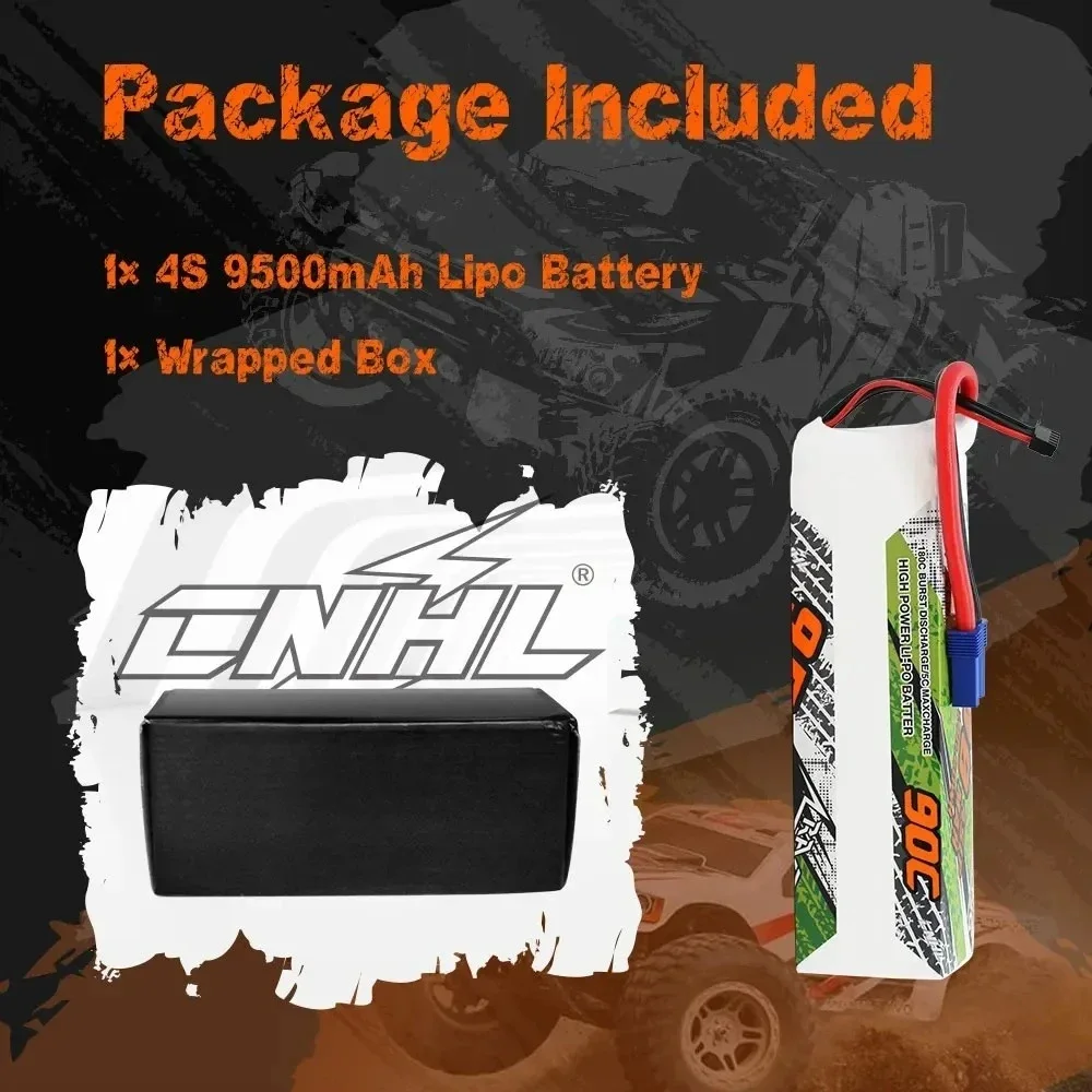Batterie Lipo CNHL 4S 14.8V 5200-9500mAh 90C EC5/QS8 pour RC