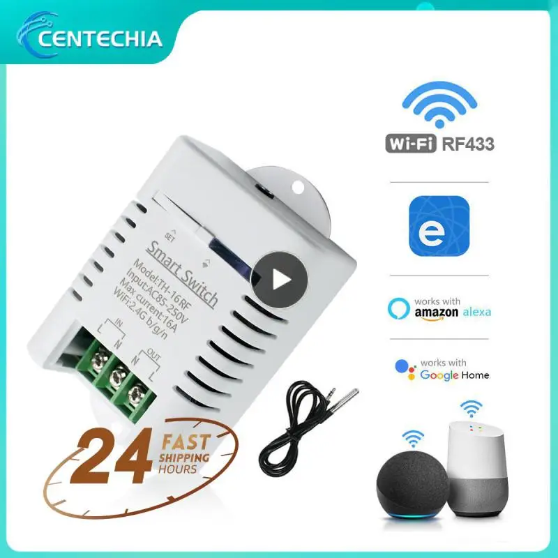 

Умный переключатель TH16 16, 16 А, датчик температуры и влажности, Wi-Fi переключатель с беспроводным управлением, совместимый с Alexa Home