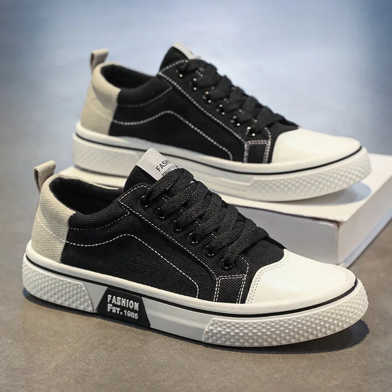 Mens Shoes 2025 New Mens Canvas Shoes Comfortable Plus Size 37-48 Skateboarding Shoes Wear Resistant Fashion Men Casual Sneakers - 2