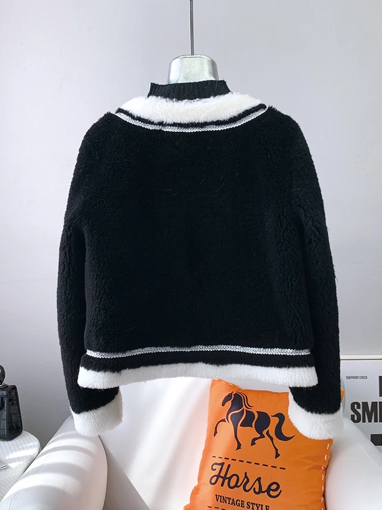 JT3201 Hot  Lady Girl Sheep Shearling Warm Coats Female Women Lamb Wool Fur Overcoat Winter Short Jacket