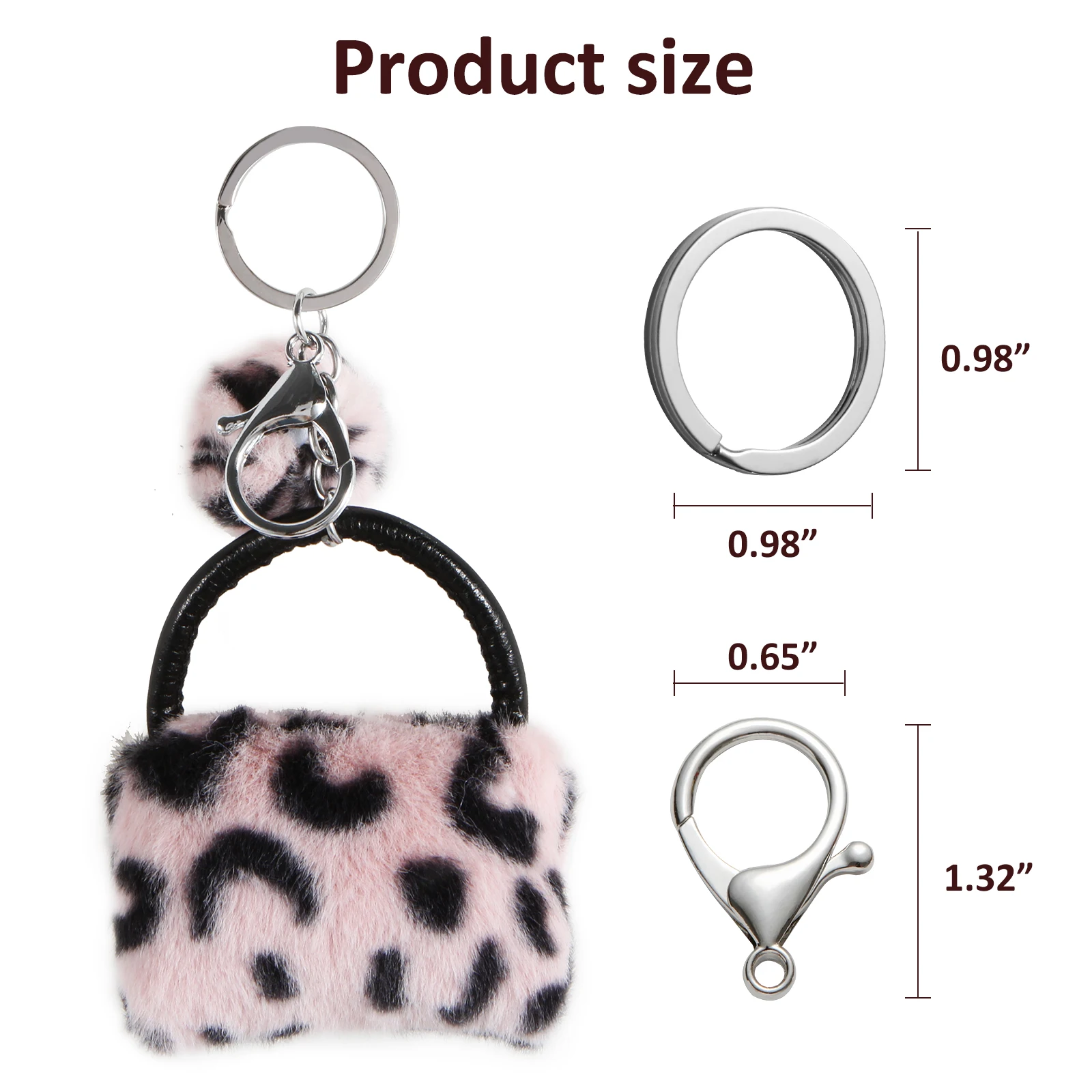Qiiuuy 4 Pieces Cute Keychain Fluffy Faux Rabbit Fur Kawaii Keyring For Girls Womens Bag