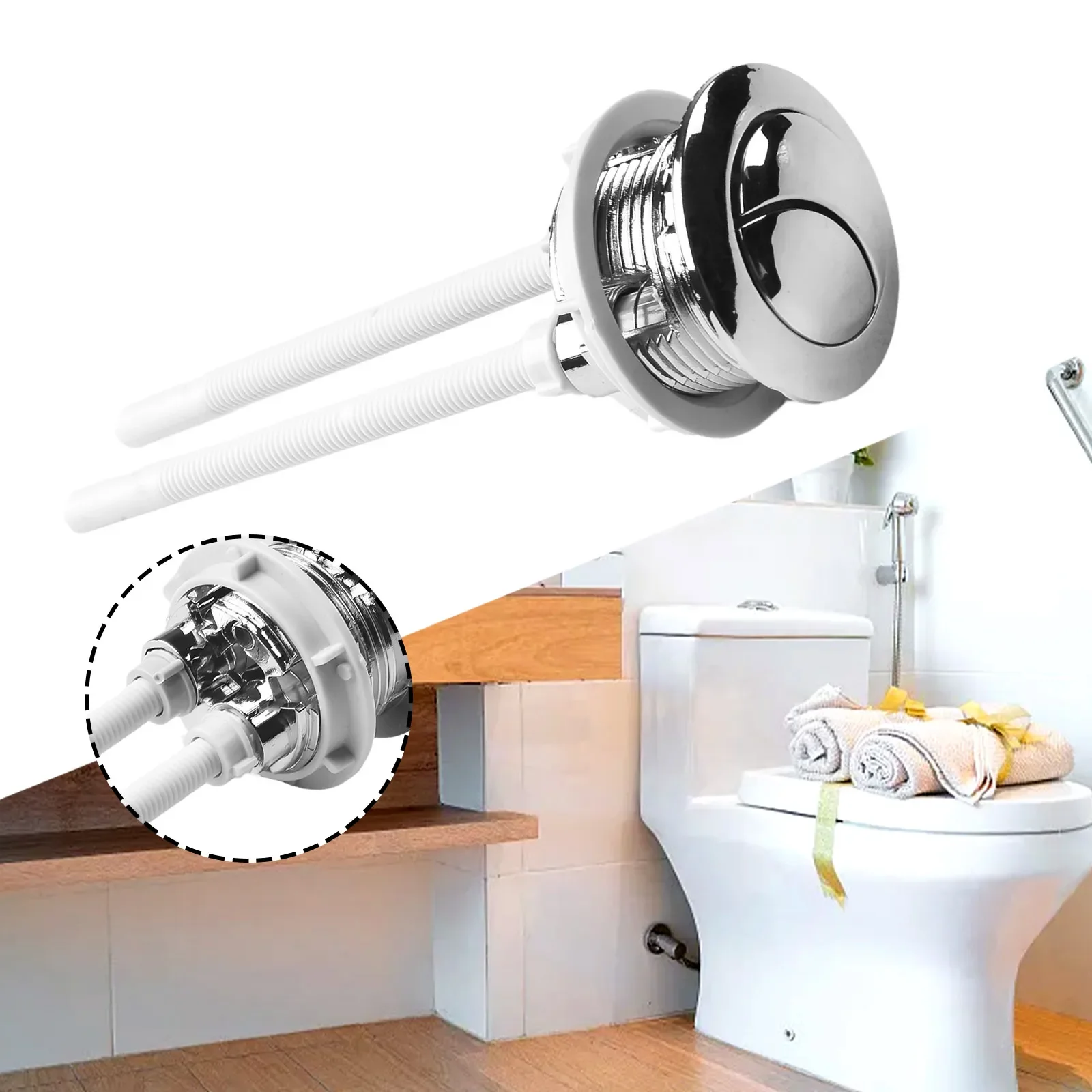 Dual Flush 38mm Toilet Tank Round Valve Push Button Water Saving For Cistern Double Button Home Improvement